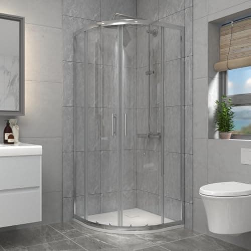 Image of Aquariss 760x760mm Chrome Framed Quadrant Shower Enclosure Cubicle 6mm Glass Sliding Tempered Glass Door
