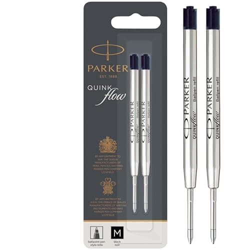 Image of Parker Ballpoint Pen Refills | Medium Point | Black QUINKflow Ink | 2 Count