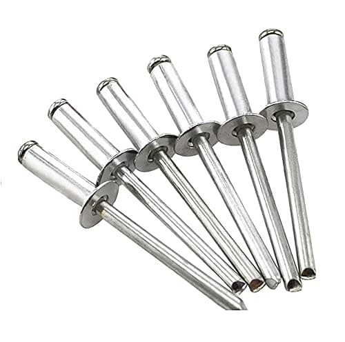Image of Merriway BH04094 Aluminium Alloy Pop Rivet with Large Flange - Pack of 50 Pieces, Grey, 4.0mm x 17 mm - 5/32 inch x 11/32 inch