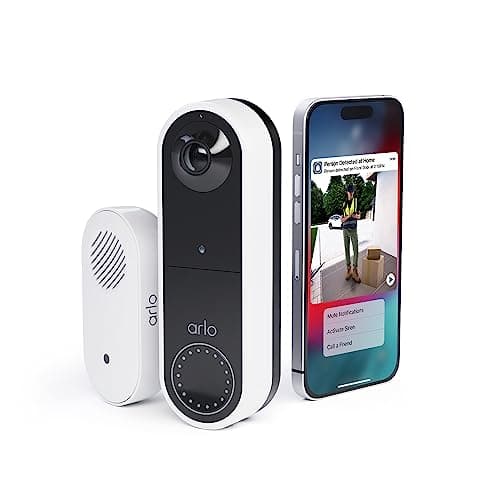 Image of Arlo Essential Wireless Video Doorbell Security Camera & Chime, 1080p HD, 2-Way Audio, Smart Package & Motion Detection, Loud Siren, Night Vision, With Free Trial of Arlo Secure, AVDK2001