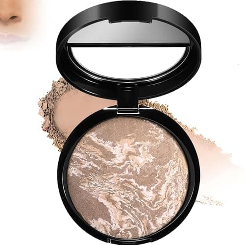 Image of Compact Powder Foundation with Marbled Texture for Matte Finish - Lightweight Buildable Coverage for All Skin Types, Long-Lasting Wear for Daily Touch-Ups and Special Occasions