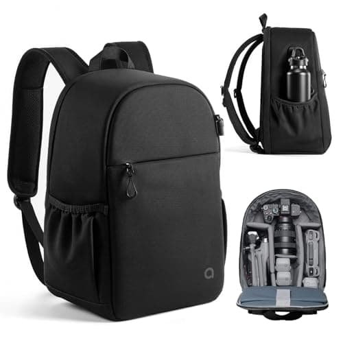Image of llano Camera Backpack for DSLR/SLR/Mirrorless – Water-Resistant Photography Bag with Laptop Slot & Tripod Holder, Compact Case for Canon/Nikon/Sony, Travel & Outdoor,Medium 10L Capacity, Black