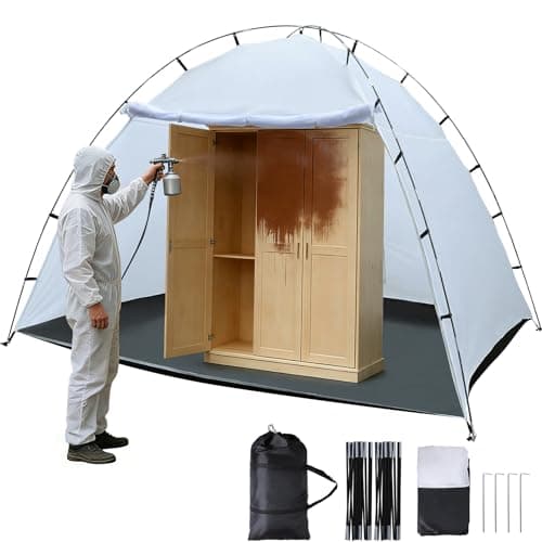 Image of REDCAMP 10x8ft Portable Paint Booth Tent, 6.5ft Walk-in Height Spray Paint Tent with Built-in Floor and Mesh Screen, Professional Spray Shelter for Painting Furniture, Cabinets and DIY Projects