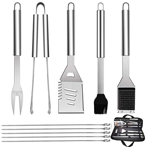 Image of 10PCS BBQ Grill Tool Set, GQC Stainless Steel Barbecue Grilling Utensils Kit with Carry Bag, Spatula, Tongs and Fork BBQ Tool Accessories for BBQ Cooking Outdoor Camping