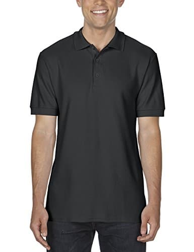Image of Gildan Men's Adult Premium Cotton Double Piqué Polo/85800 Polo Shirt, Black (Black 36), XXL