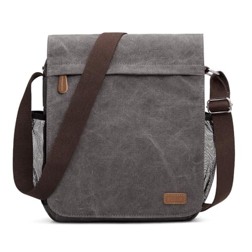 Image of S-ZONE Medium Messenger Bag with 12.9 Inch Tablet Compartment Men Canvas Crossbody Satchel Shoulder Bag