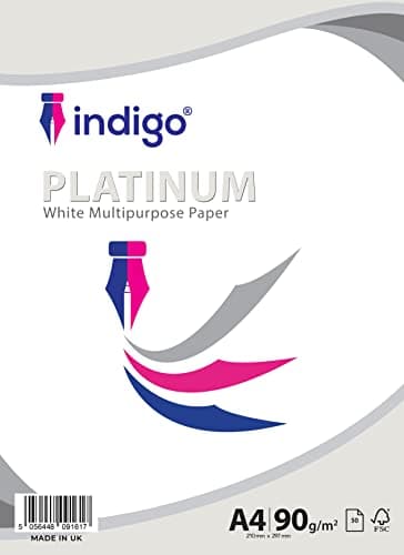 Image of Indigo® A4 White Multipurpose Copier Paper – 90GSM, 50 Sheets | Compatible with Inkjet, Laser & Copier Printers | Smooth Finish for Home, Office & School Use