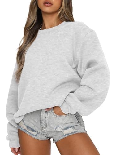 Image of EFAN Womens Sweatshirts Long Sleeve Crew Neck Pullover Sweatshirt Casual Outfits 2023 Fall Clothes, Grey, Medium