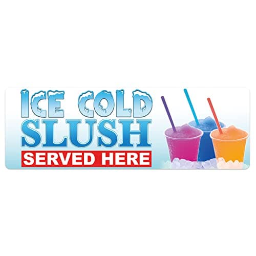Image of Ice Cold Slush Served Here Sticker Window Decal Sign Advert (Medium - 40cm x 12cm)
