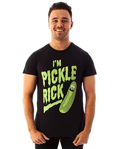 Image of RICK AND MORTY T Shirt Mens | Pickle Rick Black Top | Short Sleeve Cotton Tee X-Large