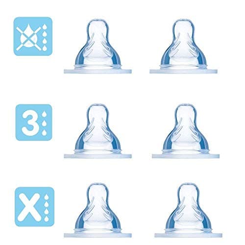 Image of MAM Silk Teat Set of 6 for 4 Months, Fast and Drip-Free, Size 3 + 4 + X Puree, Pack of 6