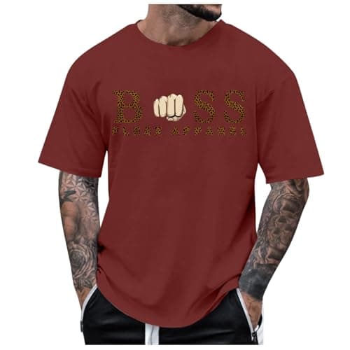 Image of Mens T-Shirts Soft Cotton Moisture Wicking Round Neck T Shirt Unisex Cotton Short Sleeves T-Shirt Breathable Sport Tops Moisture Wicking Workout Training Shirts Jumpers (Red,M)