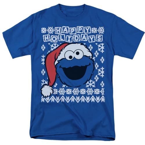 Image of Sesame Street Cookie Monster Ugly Christmas Unisex T Shirt, Royal, XX-Large
