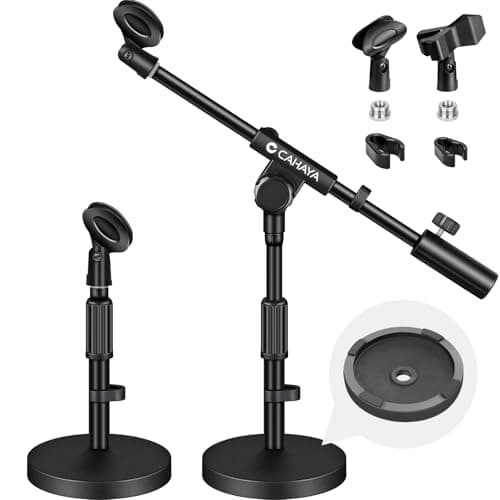 Image of CAHAYA Desktop Microphone Stand: with 2 type clips 3/8" to 5/8" Metal Screw Adapter Space-saving CY0360, 1 unit