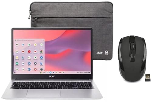 Image of acer Chromebook 315 15.6” HD Laptop | Intel Pentium N6000 1.1GHz|Intel UHD Graphics | 720p Webcam | Sleeve | Silver | 4GB RAM | 128GB SSD | Chrome OS | Bundle with Wireless Mouse