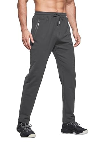 Image of HCSS Mens Joggers Tracksuit Bottoms Men for Running Sports Lounge Open Hem Cotton with Zip Pockets Elasticated Waist (Grey06 XL)