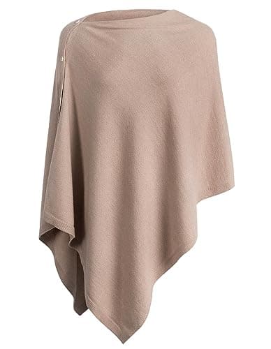 Image of PULI Women Knitted Poncho Button Shawl Wraps Cashmere Feel Cadigan for Winter