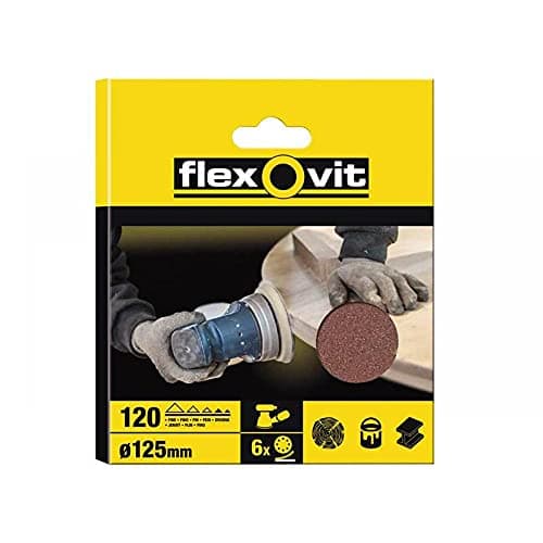 Image of Flexovit FLV26392 Velcro Backed Sanding Discs 125mm - 8 Hole - Fine (6pk)