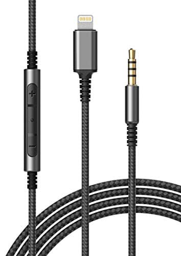 Image of (Apple MFi Certified) Replacement Headphone Cable with iPhone Lightning Connector (3.5mm) Audio Aux Cord with Mic & Volume Control Remote (Compatible with Beats/Sony/Sennheiser and Audio Tech)