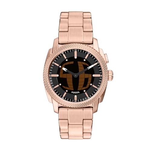 Image of Fossil Machine Watch for Men, 41mm Ana-Digi Bigtic Movement with Stainless Steel or Leather Strap,Brown and Rose Gold Tone