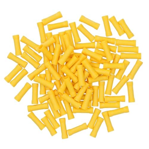 Image of Insulated Straight Butt Connectors Electrical Crimps Terminals Yellow 100pc