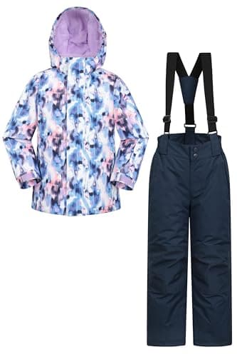 Image of Mountain Warehouse Kids Ski Jacket & Trousers Set - Snowproof Ski Outfit, Front Pockets, Fleece Lined Skiwear, Integrated Snowskirt - Winter Snowboarding Purple Kids Size 5-6 Years