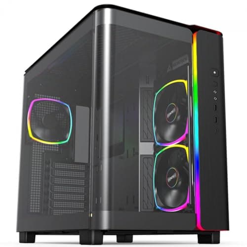 Image of Montech King 95 PRO Dual-Chamber ATX Mid-Tower PC Gaming Case, High-Airflow, Toolless Panels, Sturdy Curved Tempered Glass Front, 6 ARGB PWM Fan Pre-Installed with Fan Hub, Black