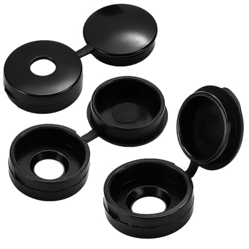 Image of Screw Cover Caps Hinged Plastic Covers – Fits 6-8 Gauge Screws (3.5mm to 4.2mm) – Snap Close Caps (100, Black)