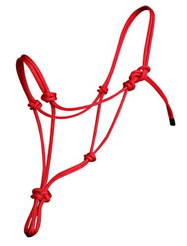 Image of Hunters Saddlery Natural Horsemanship Rope Halter Headcollar Compatible with Parelli Horse Training Method (Cob/Arab, Red)