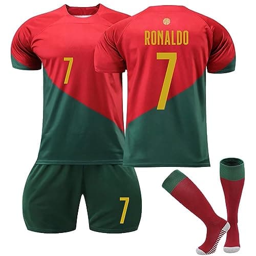 Image of Football Kits for Kids and Adult Home/Away Mens Boys Girls Soccer Jerseys Youth Trainshirts T Shirt, Short and Socks Set Fans Football Gifts 22(120-130cm) for 6-7 Years