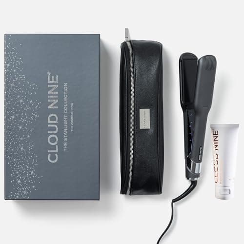 Image of CLOUD NINE The New Wide Iron Hair Straightener Starlight Collection Grey | Variable Temperature Control | Revive Mode Mineral-Infused Plates | Digital Display 360° Swivel Cord | with Magical Remedy