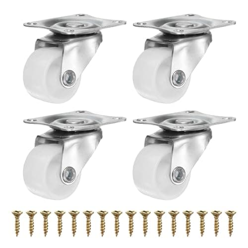 Image of PATIKIL 1 Inch Caster Wheels, Plastic Silent 360 Degree Swivel Plate Castors for Furniture Drawers Storage Bins DIY Project - 4pcs (White)