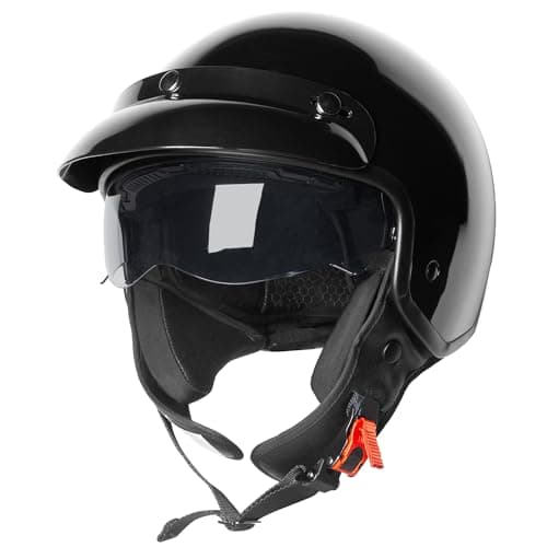 Image of Zorax ZOR-605 Gloss Black XL (61cm) Scooter Motorcycle Motorbike Open Face Crash Jet Helmet with Sun Visor ECE 2206 Aproved