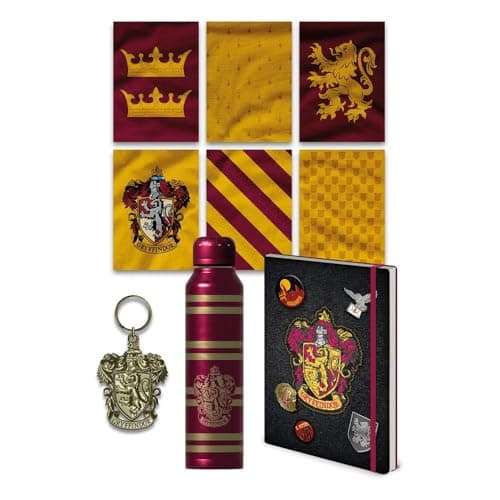 Image of Pyramid International Harry Potter Gryffindor Crest Premium Gift Set – Keyring, Pen, Insulated Bottle, A5 Notebook & Postcard Set for Gryffindor Fans