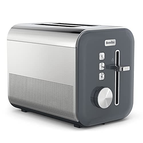 Image of Breville High Gloss 2 Slice Toaster with High-Lift & Wide Slots | Grey & Stainless Steel [VTT968]