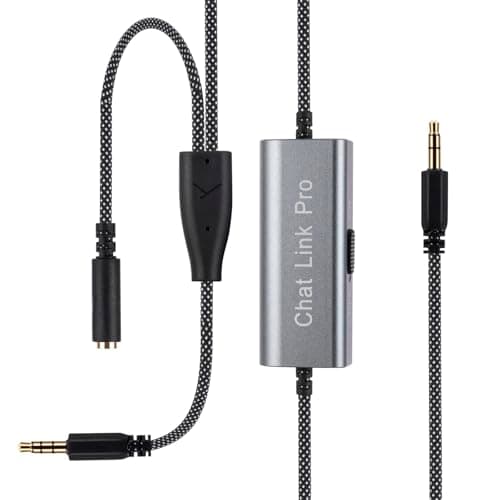 Image of Alphatec Noise-Cancelling Chat Link Pro Cable, Compatible With Elgato HD60 S+/HD60 S/HD60 Pro/HD60 X/4K/HD60 and Game controllers, Metal Case, in-line Isolator, 8.53ft, Black