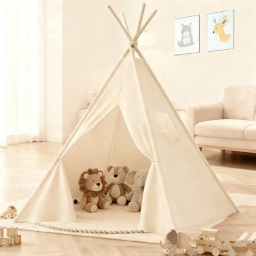 Image of Teepee Tent for Kids, Kids Play Tent Indoor Playhouse for Boys & Girls Foldable Children Indian Tent for Indoor & Outdoor Play and Picnics