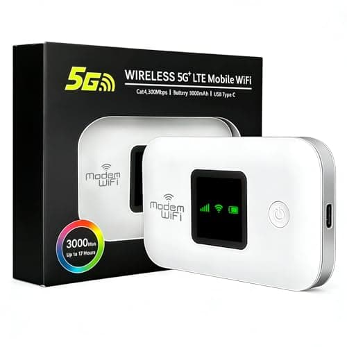 Image of 4G/5G Portable Wifi Router,4G LTE WiFi Travel Router with SIM Card Slot, 150 Mbit/s Mobile WiFi Dongle Type-C, 2100mAh Battery, Pocket 4G Mobile Hotspot Connect 10 Devices for Caravan Travel Phone Com