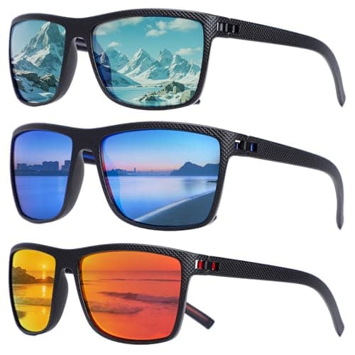 Image of Risipu 3 Pack Polarized Sunglasses Men, Mens Sunglasses Polarized UV protection Lightweight Sun Glasses for Driving Fishing Golf (A - 245)