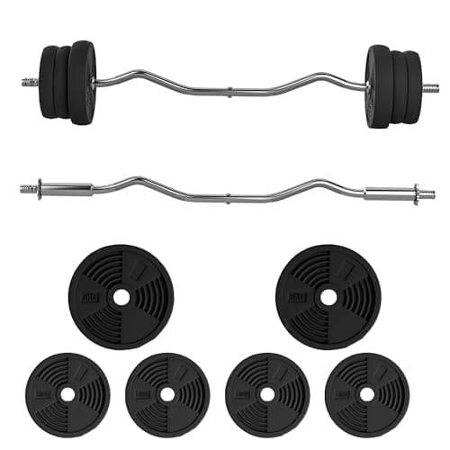 Image of SPORTNOW 25kg Barbell Weights Set, Adjustable Gym Weights up to 80kg with 4ft Curl Bar and Non-slip Handle for Home Gym, Exercise, Weight Strength Training