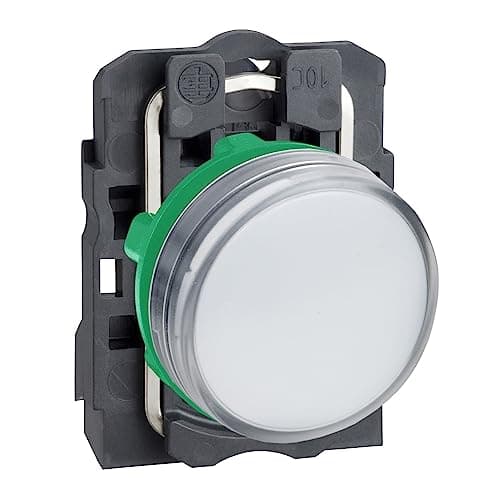 Image of Schneider Electric Harmony XB5 - Pilot Indicator Light, Plastic, Plain Lens, Integral LED, Industrial Control, 22 mm Mount, 230…240 V AC, XB5AVM1, White