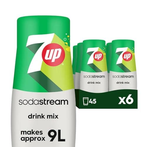 Image of SodaStream Flavours 7Up Sparkling Drink Mix, Fizzy Drink Maker Concentrate, Original Soda with Natural Lemon & Lime Flavouring, Caffeine Free, Official 7Up x SodaStream Syrup - 6 x 440ml Multi Pack