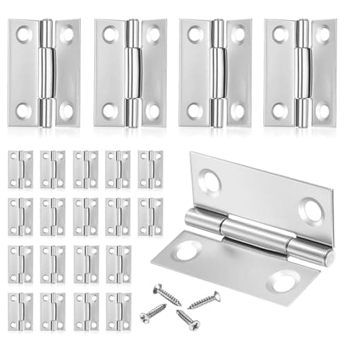 Image of 30 Pack 1.5 Inch Stainless Steel Hinges with Screws - Door Hinges for Wood, Cabinet, Furniture & Garden Gate, 38x30x0.8mm