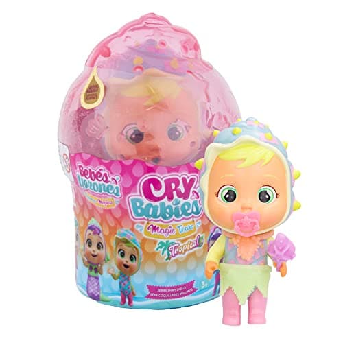 Image of CRY BABIES MAGIC TEARS Tropical Shiny Shells Sandy | Collectible doll that cries Foamy tears with 8 Accessories - Toy for Girls and Boys +3 Years