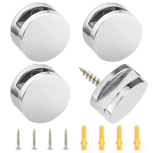 Image of 4 PCS Mirror Fixings Mirror Clips for Wall Mounting Adjustable Mirror Holder Clips Mirror Clips for Frameless Mirror, Mirror Hanging Hardware in Bathroom, Mirror Hanging Kit Set