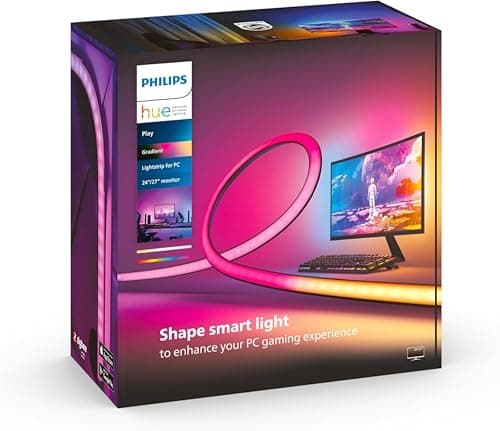 Image of Philips Hue Play Gradient PC Lightstrip [for 24-27 Inch Screens] LED Smart Lighting. Sync for Entertainment, Gaming and Media