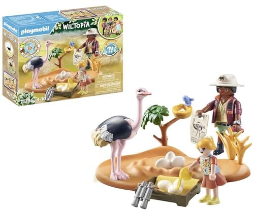 Image of Playmobil 71296 Wiltopia Ostrich Nest, safari experience with animal learning effect, educational toy made of sustainable material, fun imaginative role-play, playsets suitable for children ages 4+