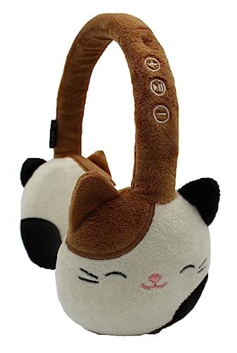 Image of Squishmallows Cam The Cat Plush Bluetooth Headphones With Built-in Microphone To Make And Receive Calls. 10 Meter Bluetooth Range, Volume Control, Soft Plush Ear Cushions With Adjustable Headband.
