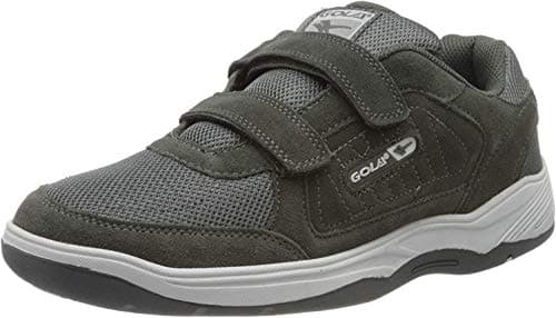 Image of Gola Mens Charcoal Grey Touch Fastening Real Suede Leather Wide Fit EE Trainers 10 UK