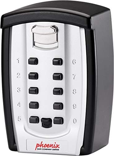 Image of Phoenix Safe Company – KS0003C Key Safe with Push Button Combination Lock - Weathproof Cover - Key Holder Wall Mounted - Scratch Resistant Black And Silver Finish - 0.18 Litres - 0.85kg